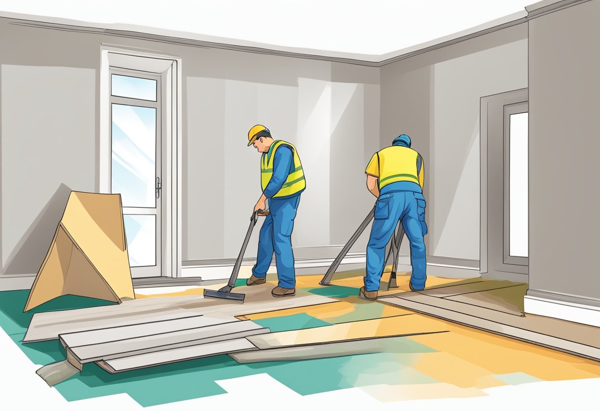 Preparations for laying flooring on a carpet