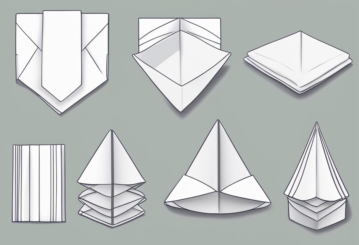 A step-by-step guide to napkin folding. Materials laid out on a clean, flat surface with clear, easy-to-follow instructions