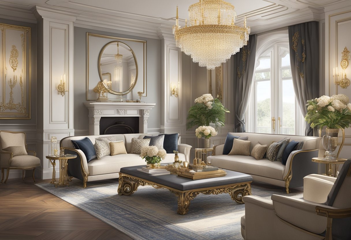 A classic interior with ornate furniture, elegant chandeliers, and rich, traditional patterns. Timeless pieces and refined details create a sophisticated and luxurious ambiance