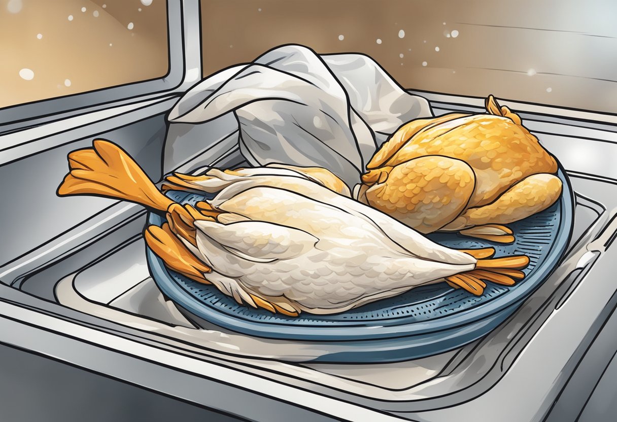 Chicken being safely thawed using proper methods for food safety