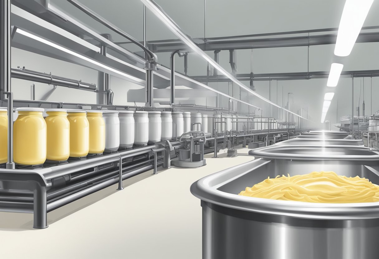 A factory line produces and flavors sustainable mayonnaise