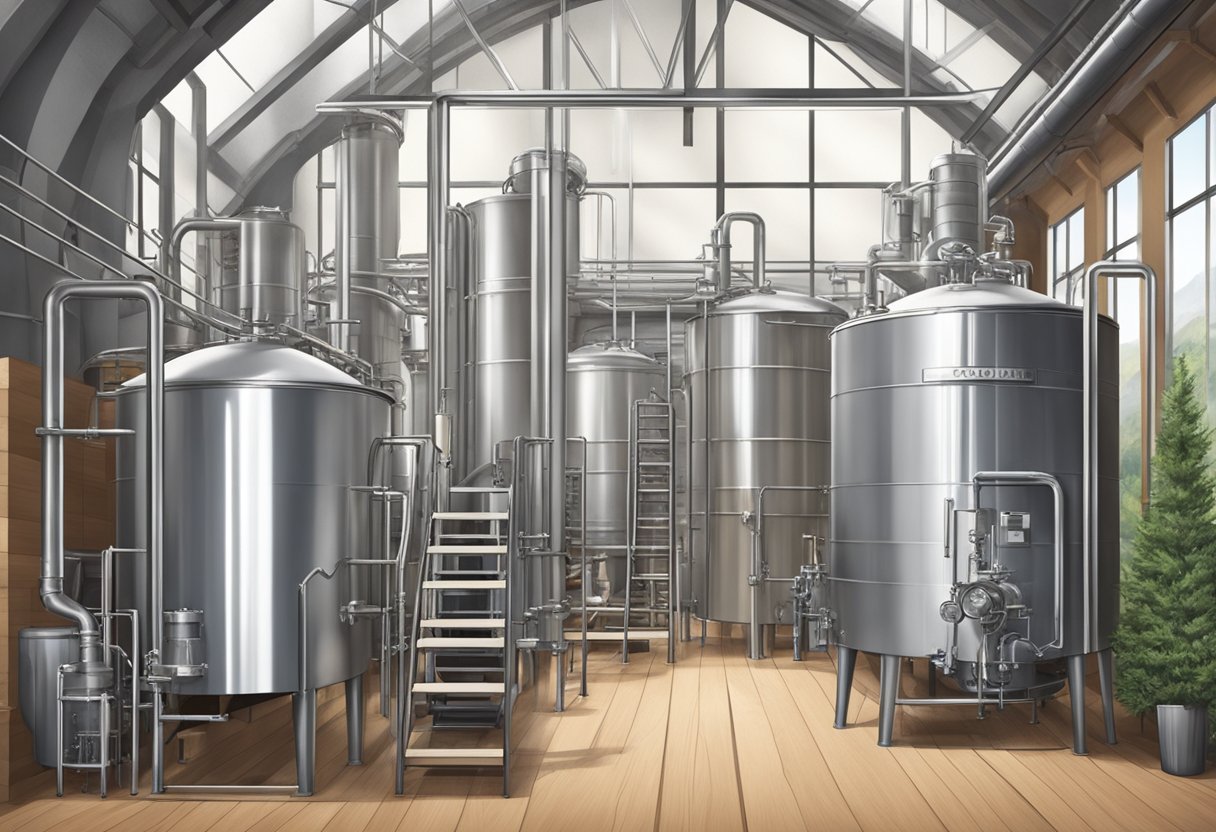 A vodka distillery with sustainable practices, using natural ingredients and eco-friendly production methods