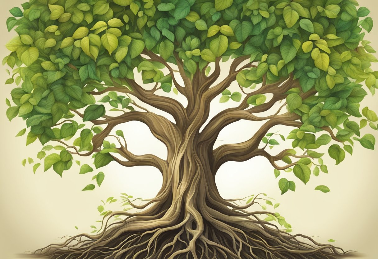 A tree with deep roots and vibrant leaves symbolizing sustainability and relevance