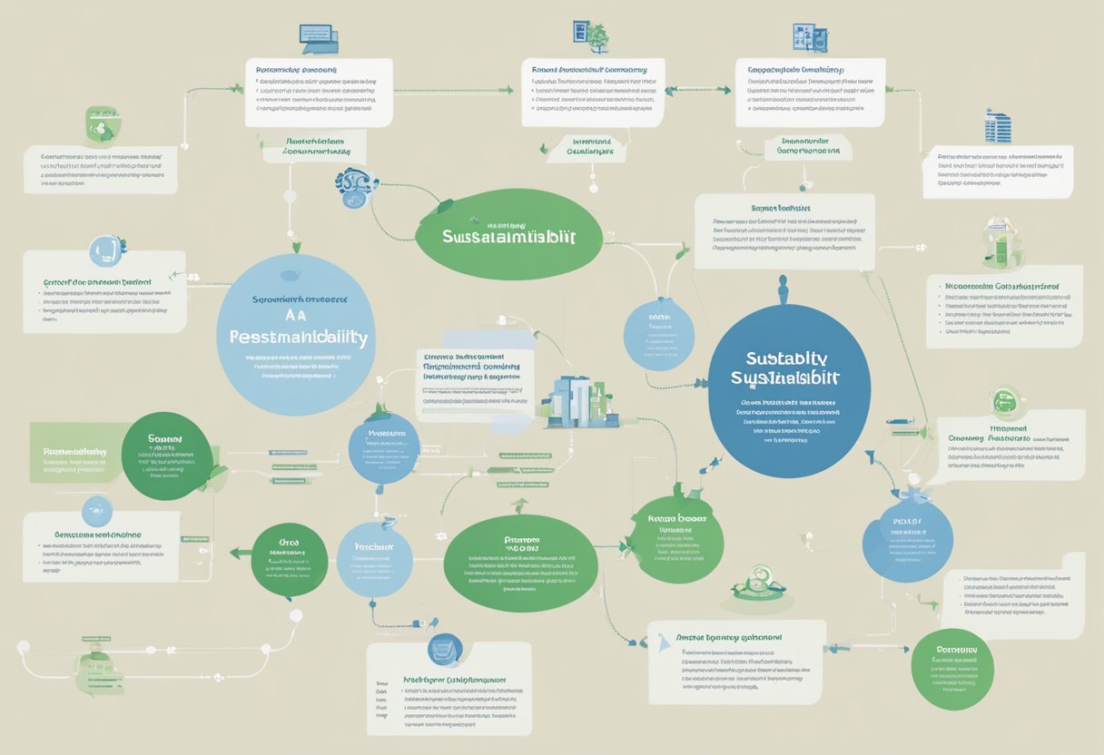 A flowchart showing the steps to create a sustainability report, including responsible parties and key stages