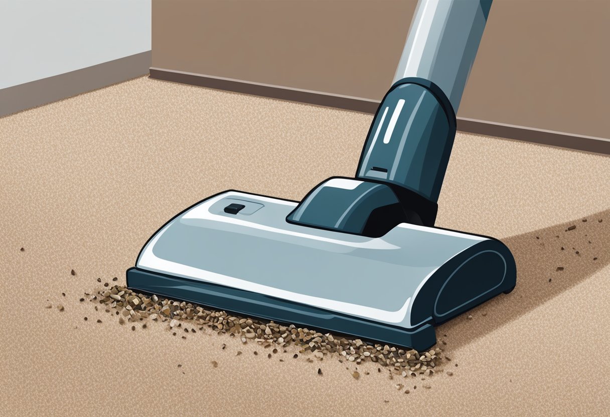 A vacuum cleaner reaching the edges of a carpet, removing dust and debris