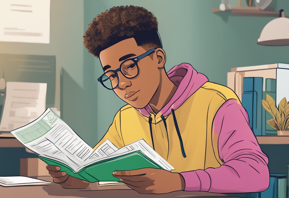 A young person reading terms and conditions for a youth savings account