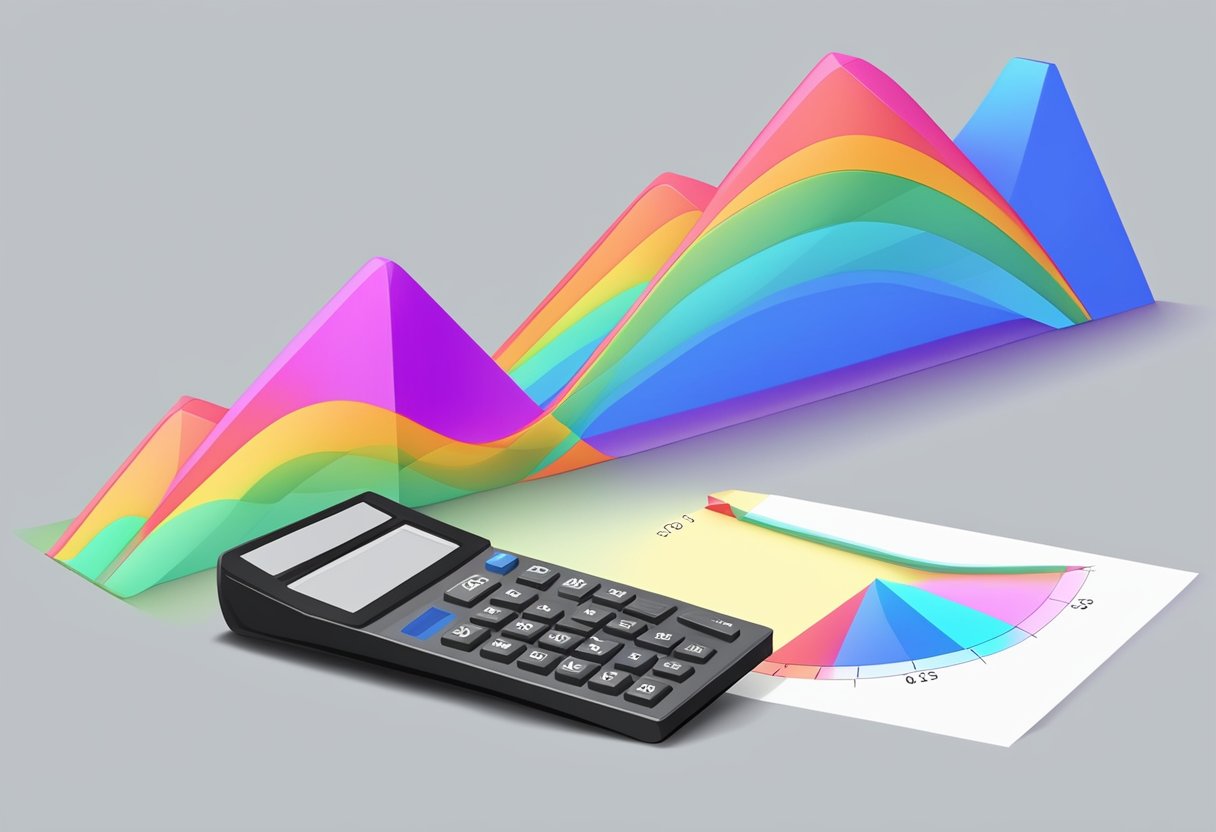 A ruler measures the distance between two peaks of a wave, while a calculator displays the result of the wavelength calculation