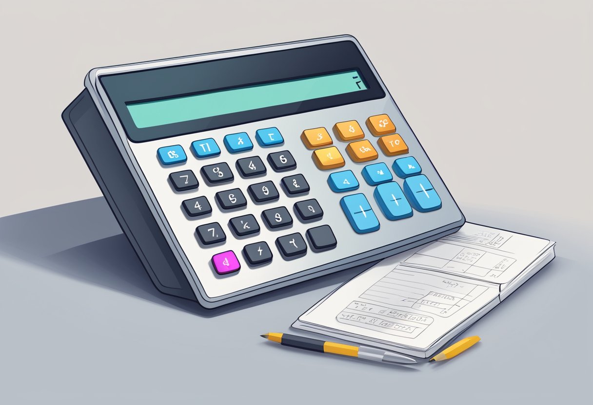 A calculator displaying descent rate formula with a descending arrow