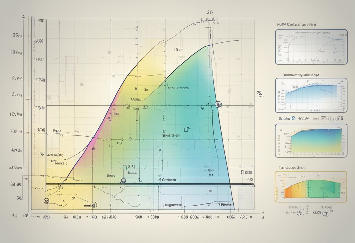 A digital display shows altitude decreasing rapidly. Equations and graphs illustrate descent rate calculations