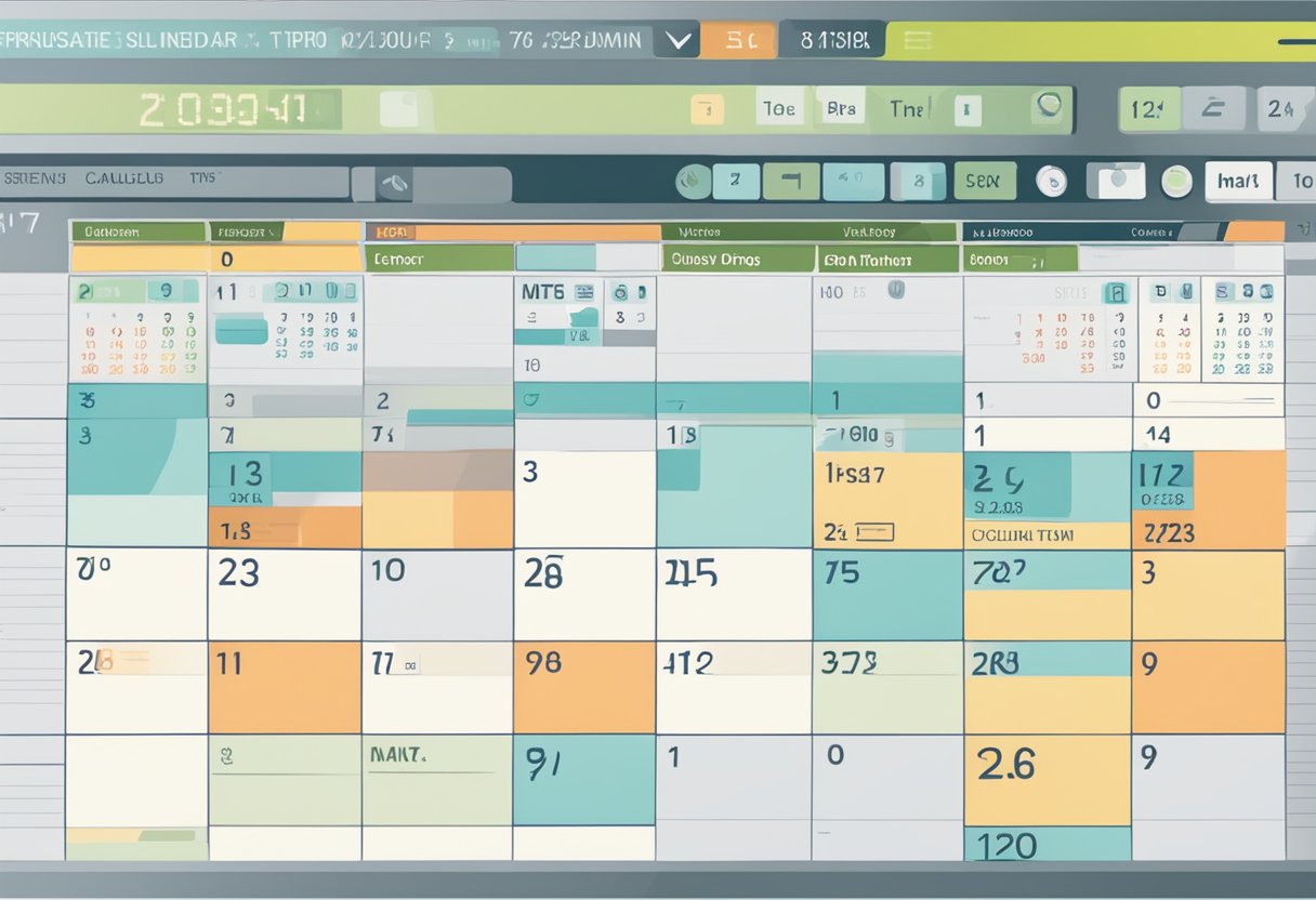 A computer screen displaying a calendar with dates highlighted and a calculator next to it for PTO hours calculation