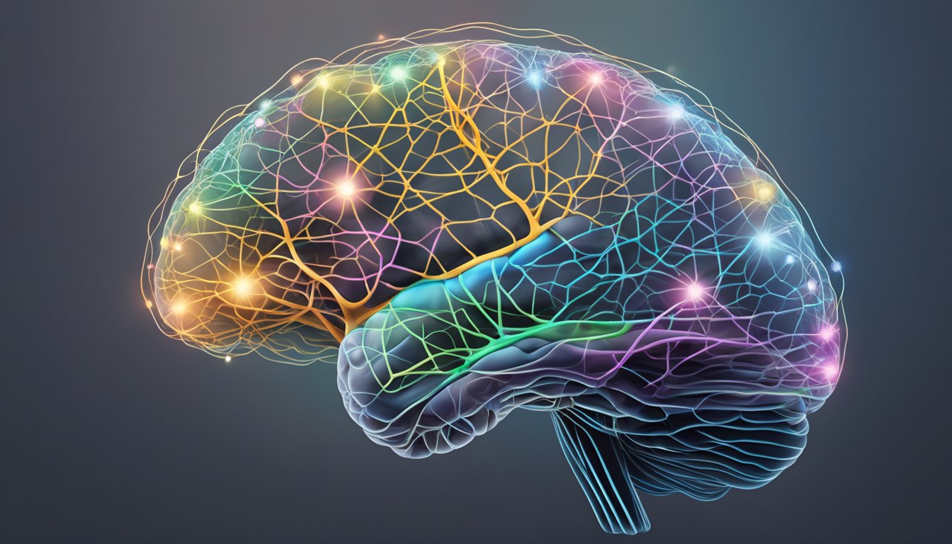 A brain with neural connections forming and strengthening, representing memory and learning processes