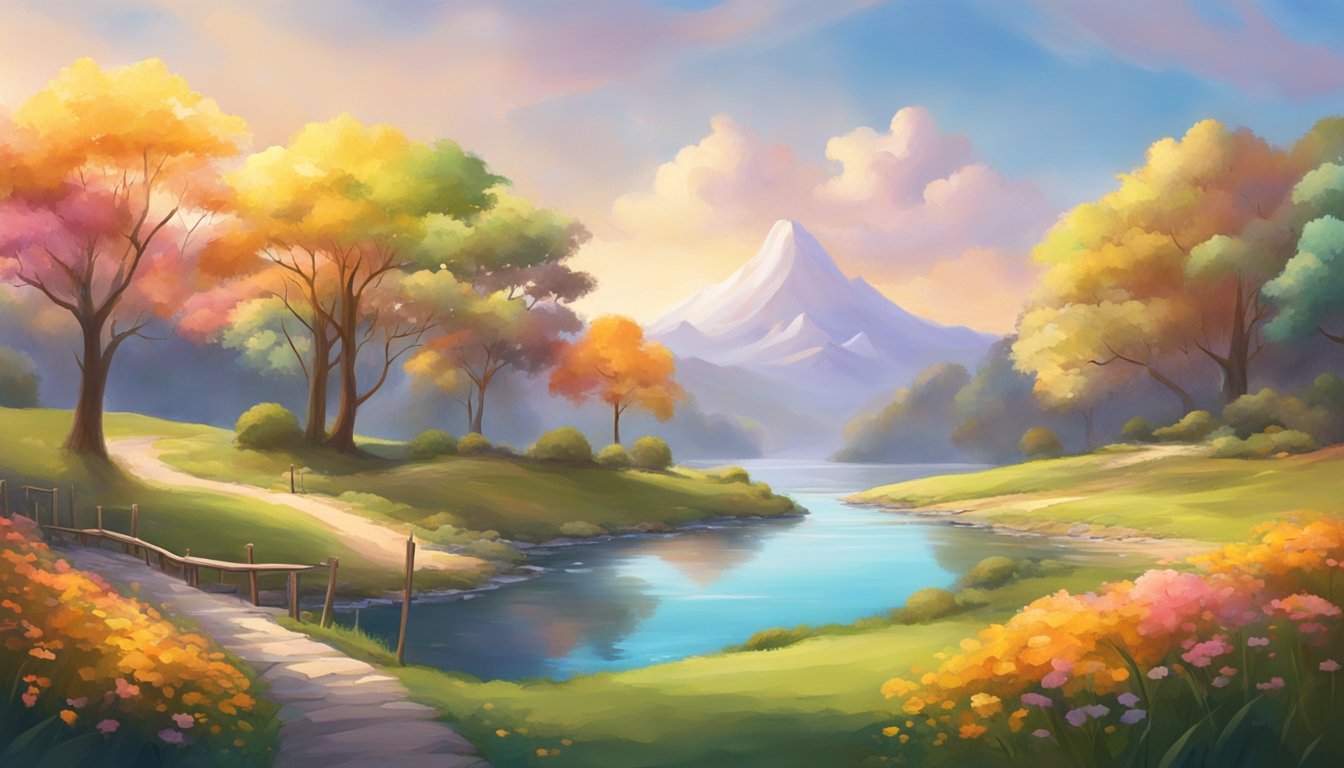 A serene, peaceful setting with a clear path leading towards a bright, hopeful future.</p><p>The scene is filled with vibrant colors and a sense of harmony and balance