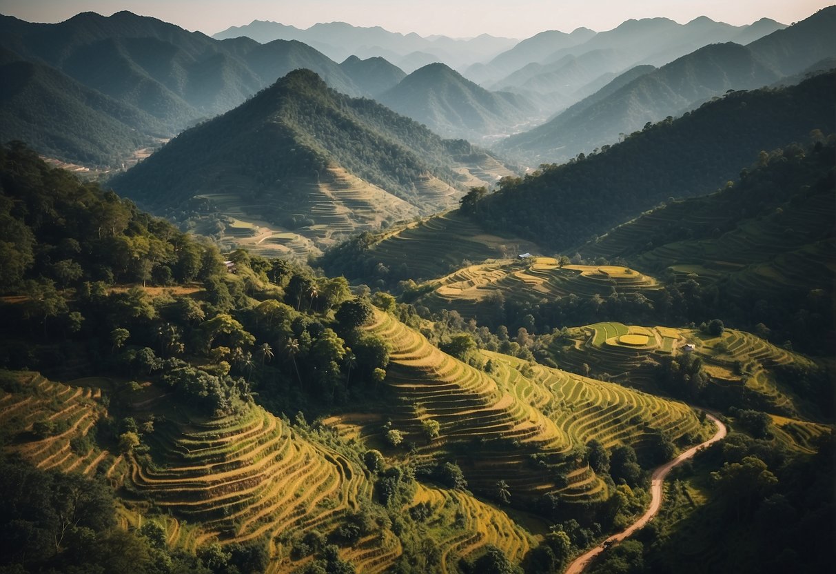 The Mae Hong Son Loop features scenic landscapes, winding roads, lush forests, and traditional hill tribe villages