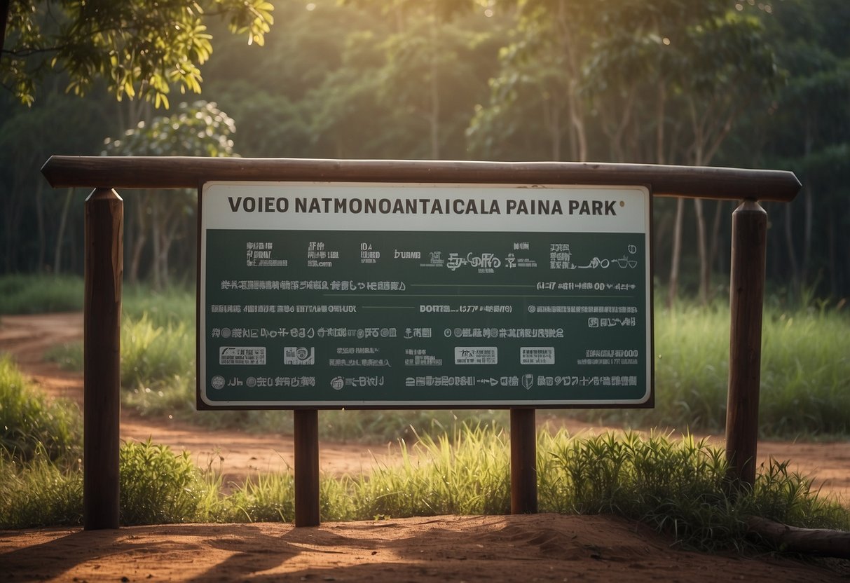 A signboard at the entrance of Yala National Park with information for visitors