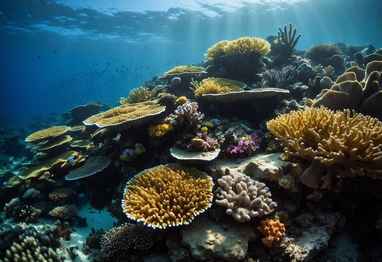 The colorful coral reef teems with marine life at Sipadan dive site