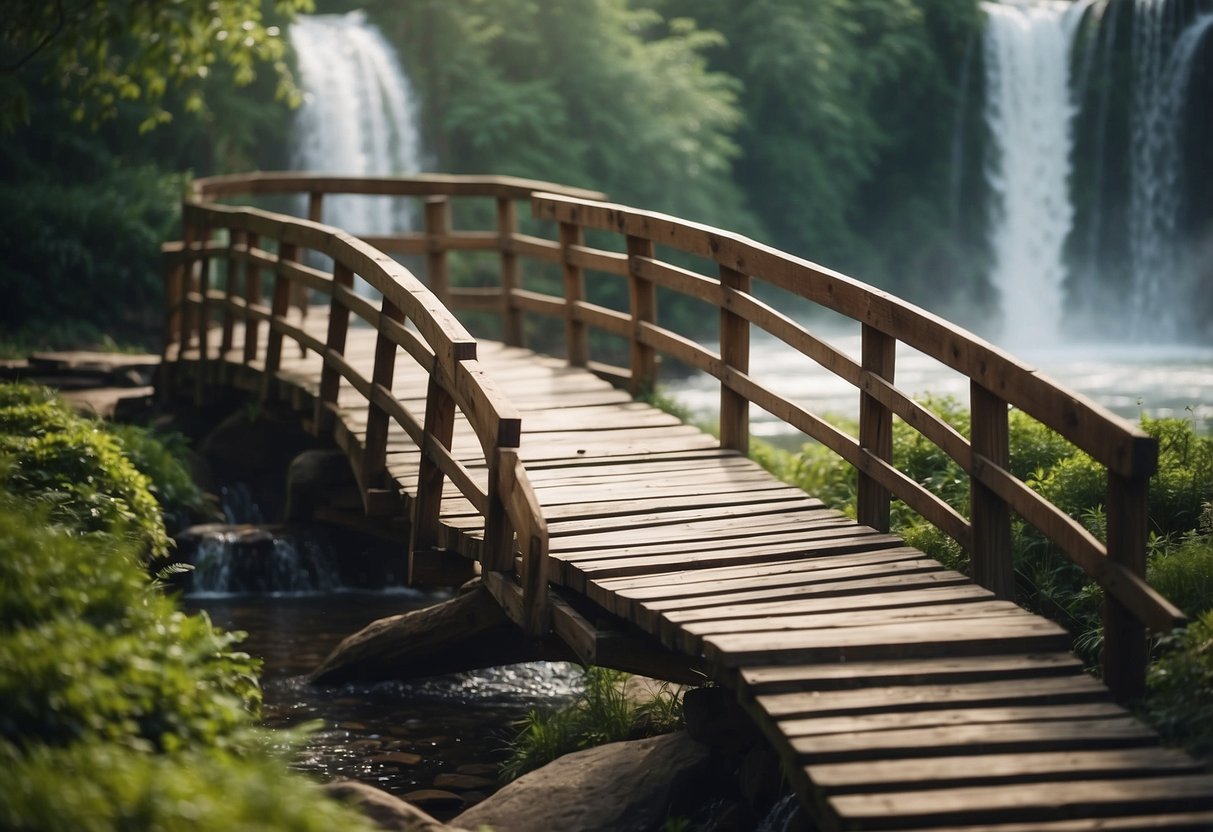 A wooden bridge collapsed near 25 fountains