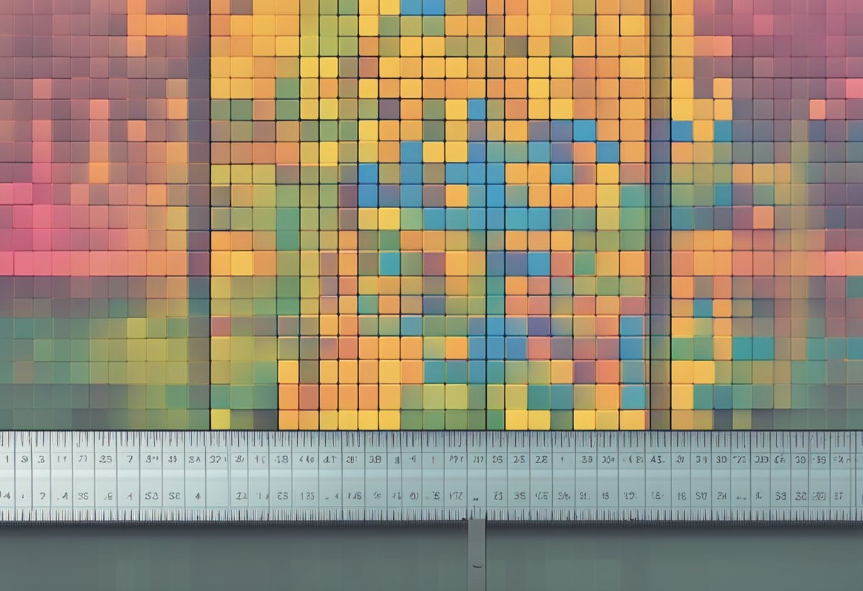 A ruler with millimeter markings next to a pixel grid, showing the conversion from pixels to millimeters