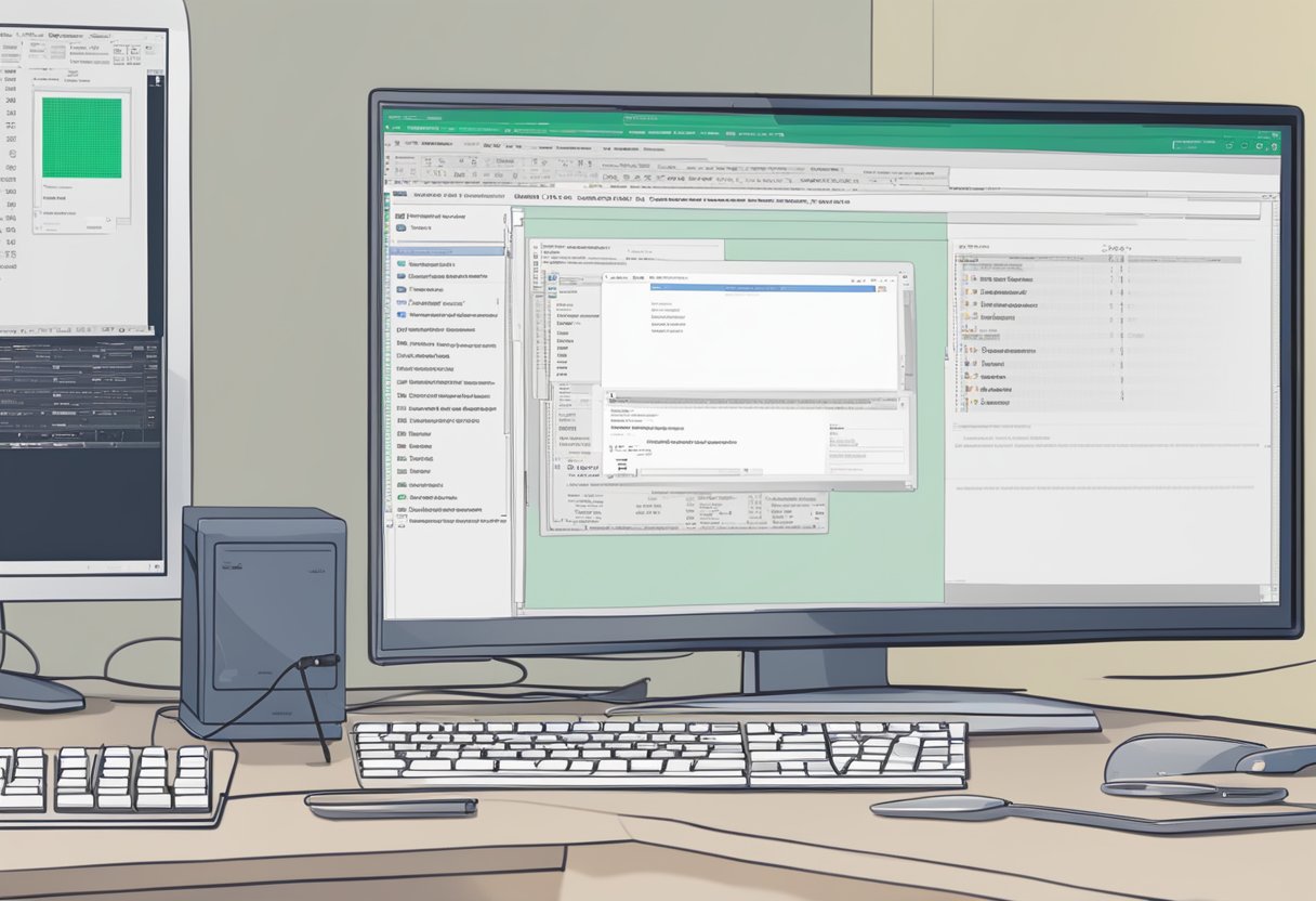 A computer screen displaying ANSI conversion fundamentals with a keyboard and mouse nearby