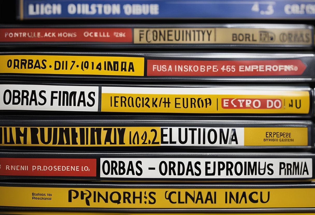 A stack of classic European cinema DVDs with the title "Frequently Asked Questions Obras-primas do cinema europeu" displayed prominently on the top case