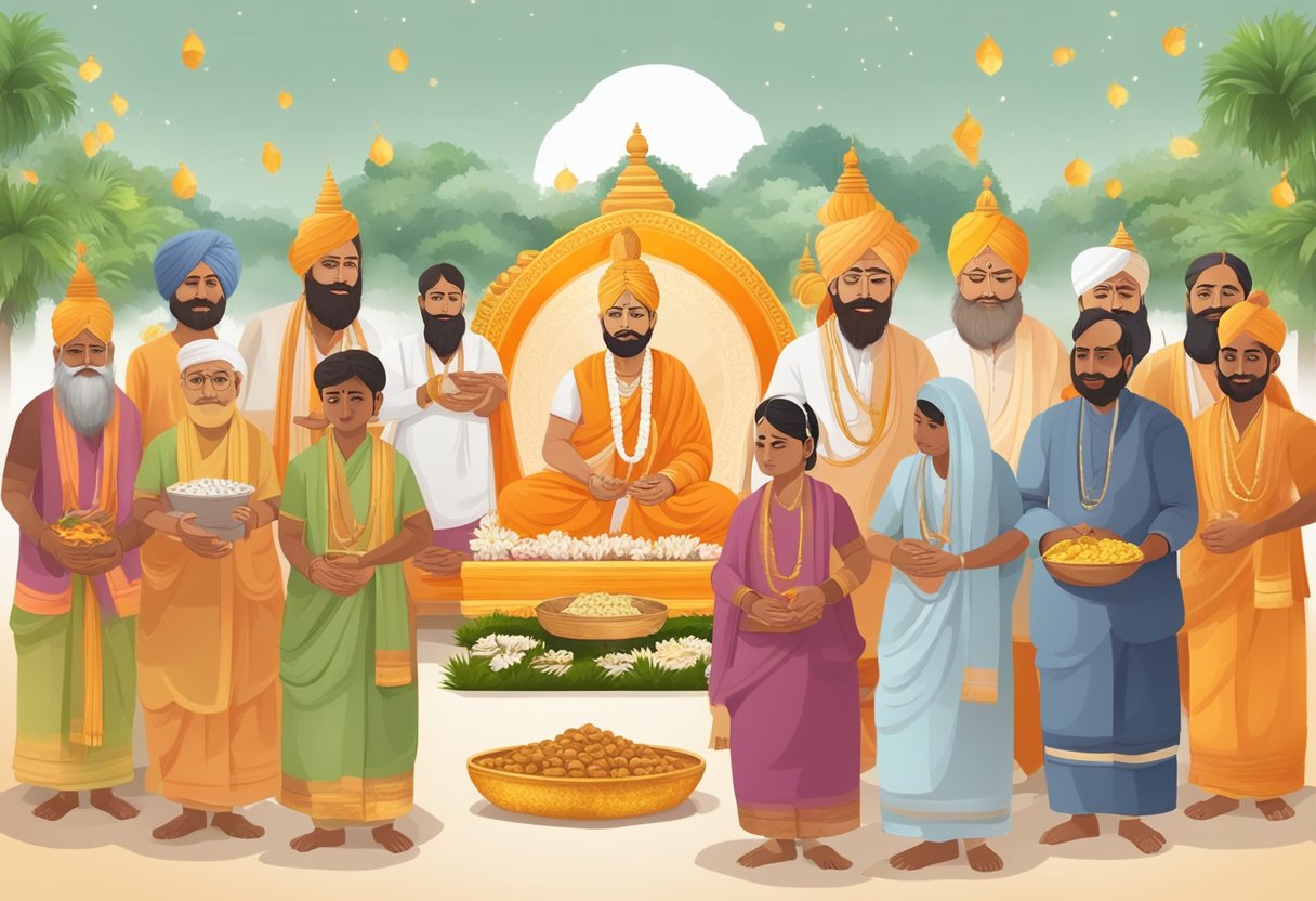 The Guru Purnima celebration in different Indian states, with traditional rituals and offerings, showcasing the diversity and reverence for gurus