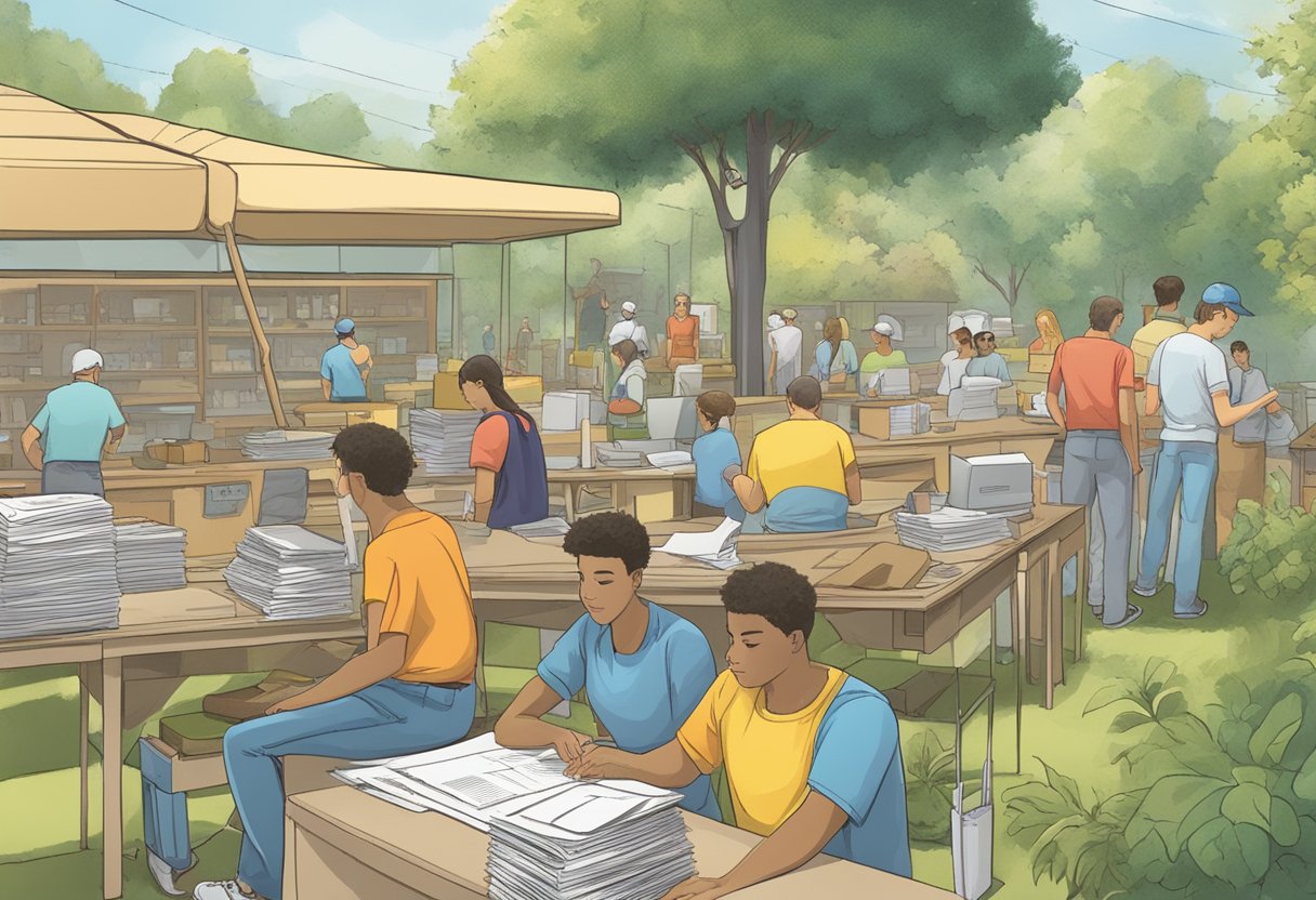 Teen labor force: bustling summer job market. Tax forms and family employment rules