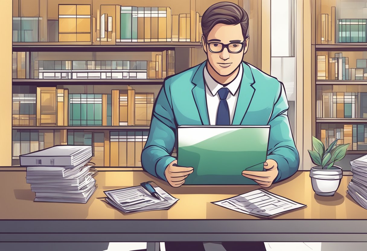 A business owner opens a separate bank account, symbolizing financial stability and organization for tax purposes