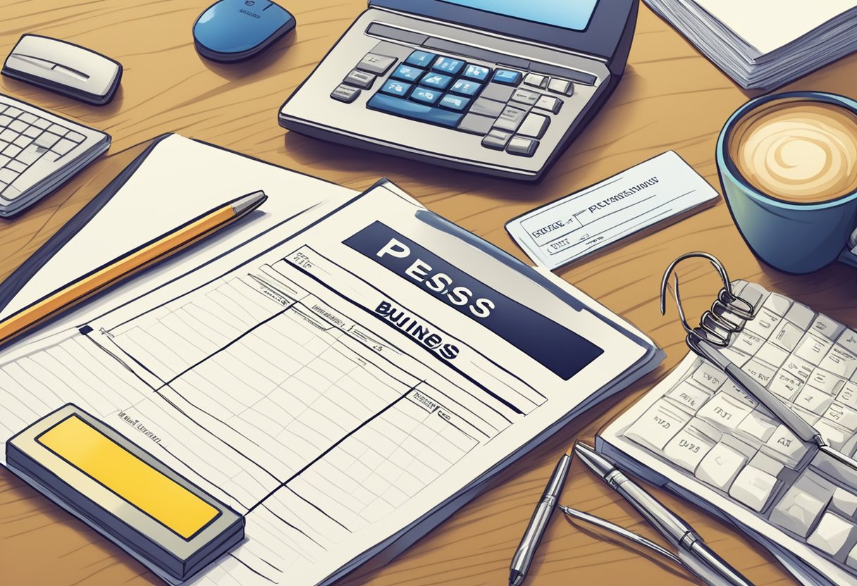 A clean and organized desk with two separate bank accounts labeled "Personal" and "Business" to illustrate the importance of keeping finances separate for tax purposes