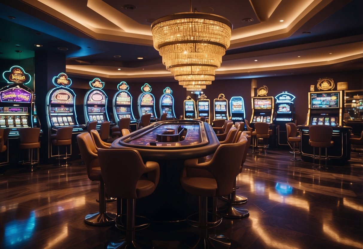 A vibrant digital casino with sleek interface and various game options