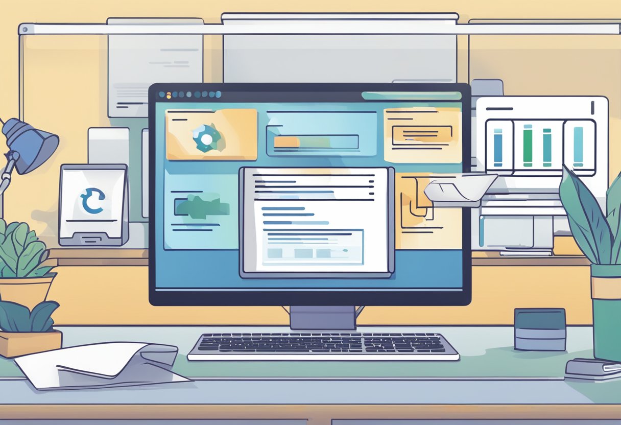 A computer screen displaying the ReiBoot website. A cursor clicks on the "Download" button, then a progress bar fills as the software installs