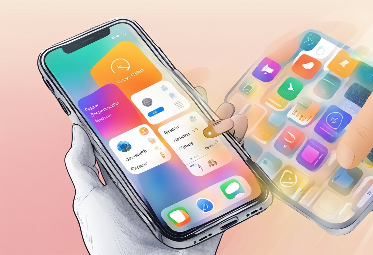 A hand holding an iPhone with the ReiBoot app open, showing various common iOS issues being fixed on the screen
