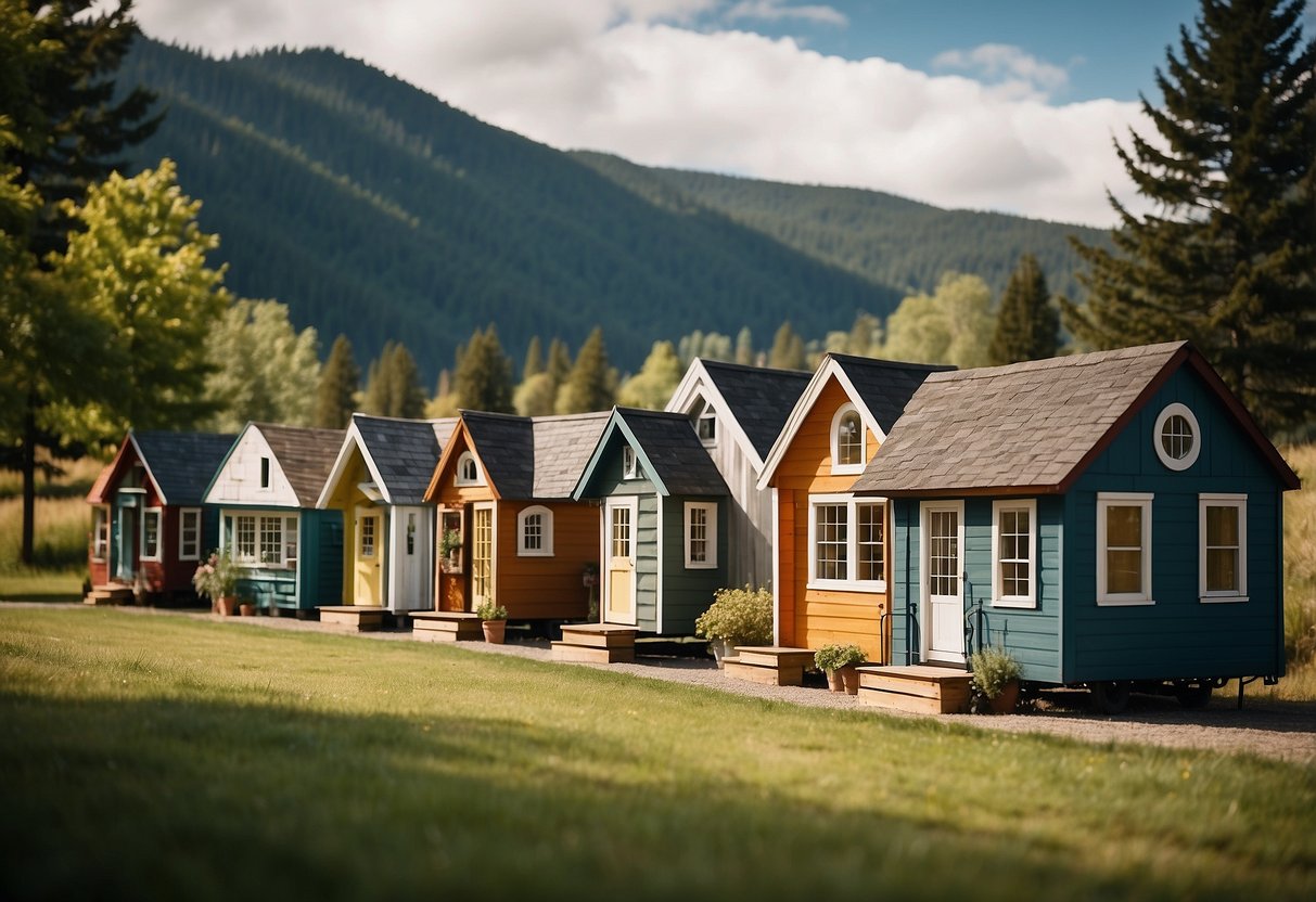 A row of charming tiny houses, fashioned from converted schoolhouses, nestled in a picturesque setting, beckoning with their unique and inviting architecture