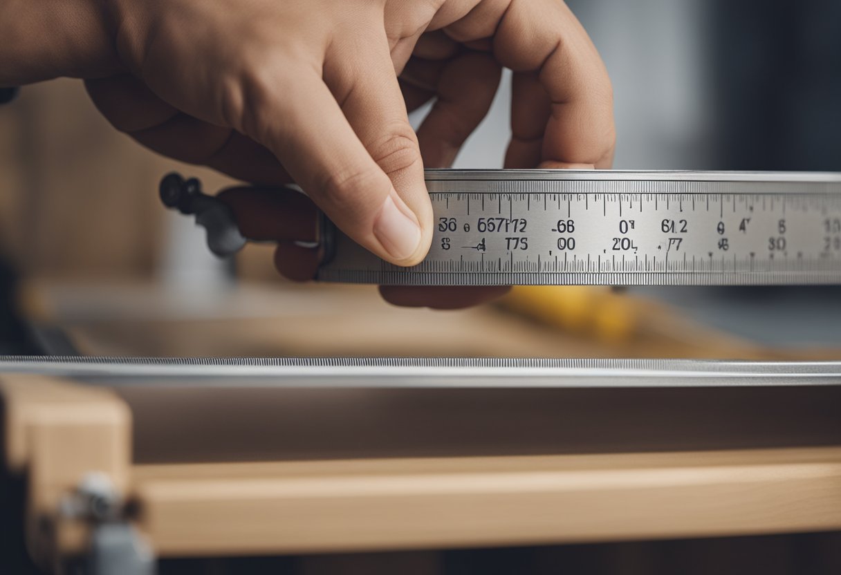 A person carefully measuring and adjusting a piece of furniture to ensure a perfect fit, avoiding common errors in fitting