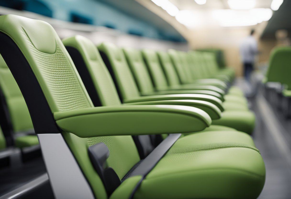 Empty seat with visible gaps on sides, uneven distance from armrests, and feet unable to touch the ground
