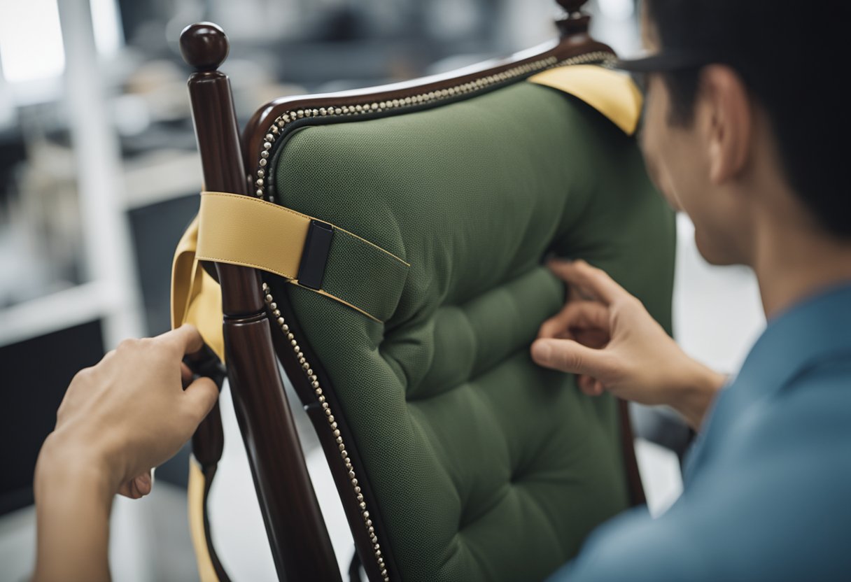 A chair being adjusted, showing signs of improper fit