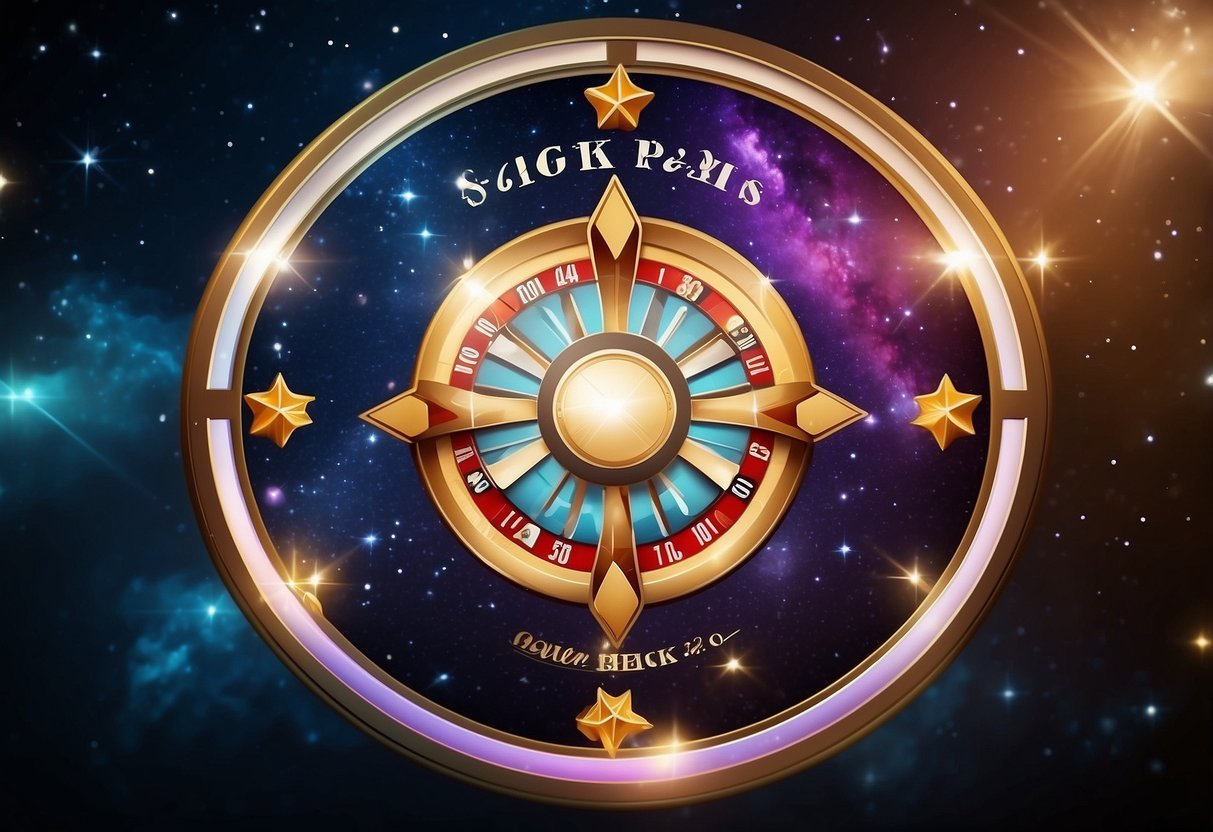 A vibrant online casino logo shining brightly against a backdrop of stars and a glowing galaxy