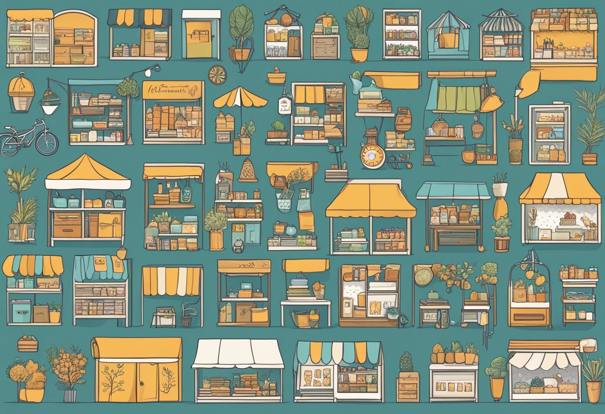 An array of online marketplaces, each with unique branding and layout, showcasing a variety of handmade goods for sale