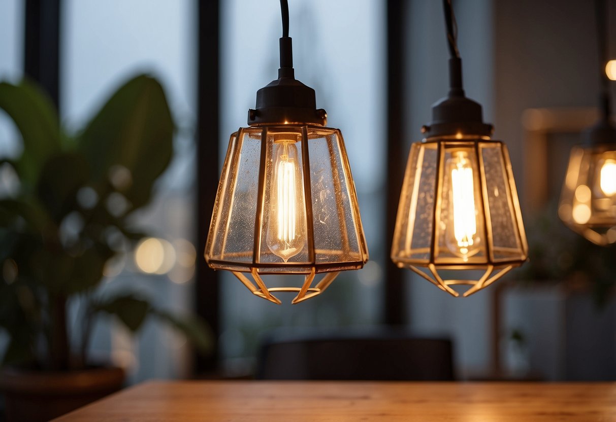 A well-lit room with stylish light fixtures, showcasing different options for customizing home decor