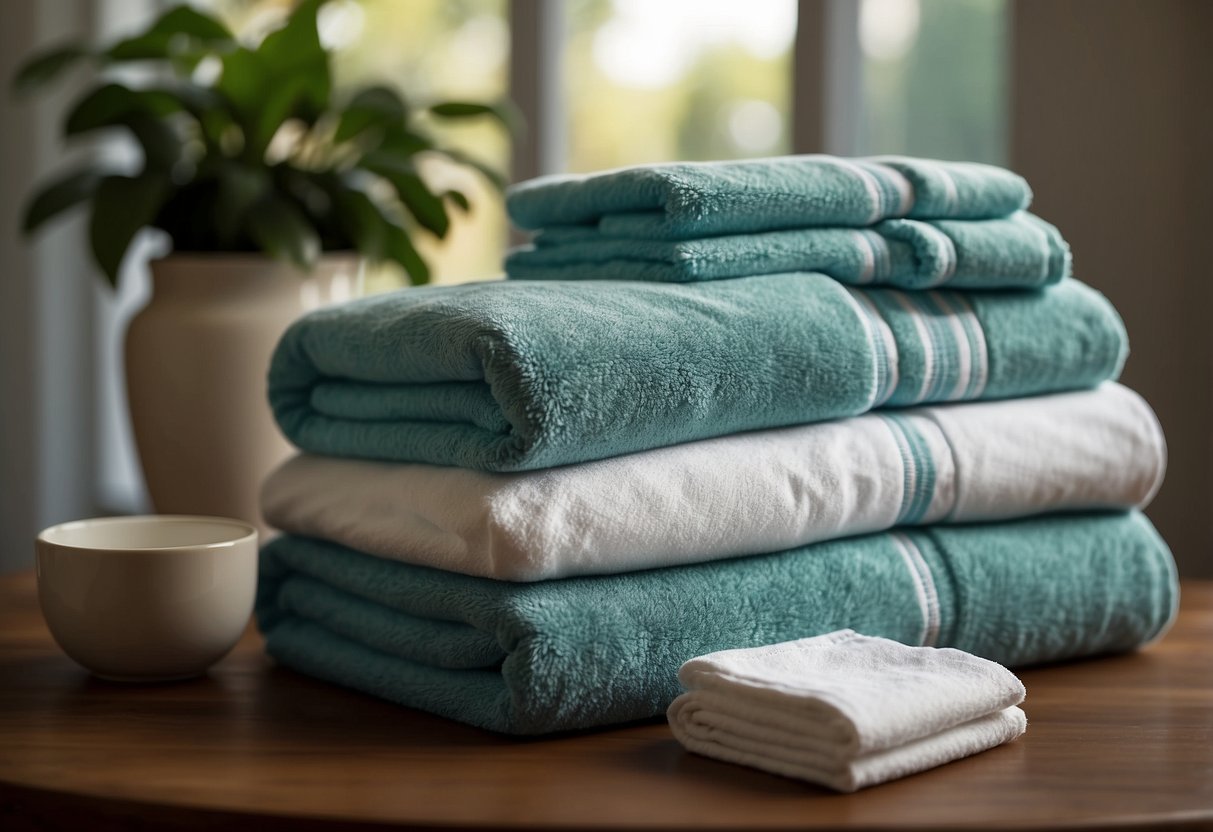 Fresh towels and linens arranged in a stylish and inviting manner, complementing the decor of a home for sale