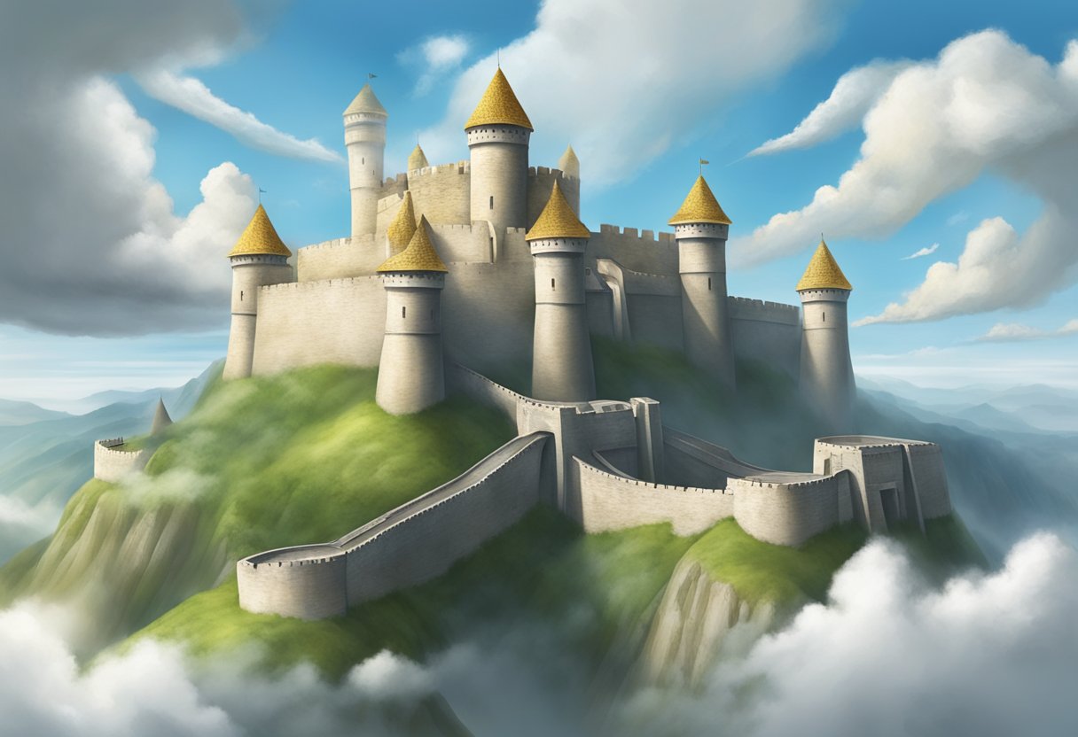 A fortress in the clouds, guarded by vigilant sentinels and encased in a shield of compliance and security measures