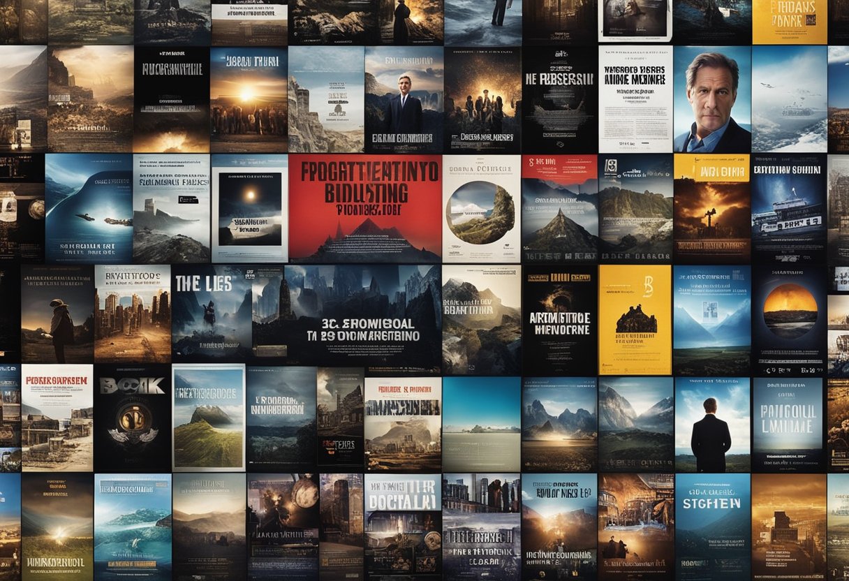 A montage of powerful documentary film posters fills the screen, showcasing a range of emotional and thought-provoking subjects