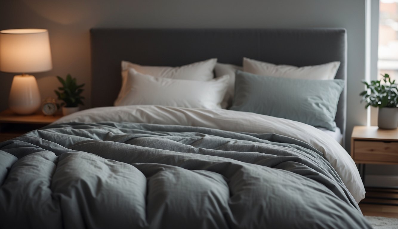 A neatly made bed with fresh, crisp sheets and a neatly folded spare set in a nearby closet