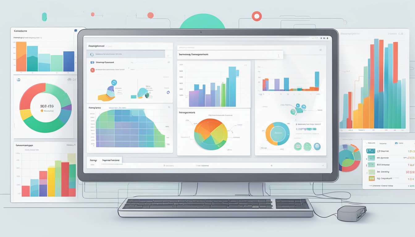 A computer screen displaying Hotjar's Engage functionality with various user interaction data and analytics charts