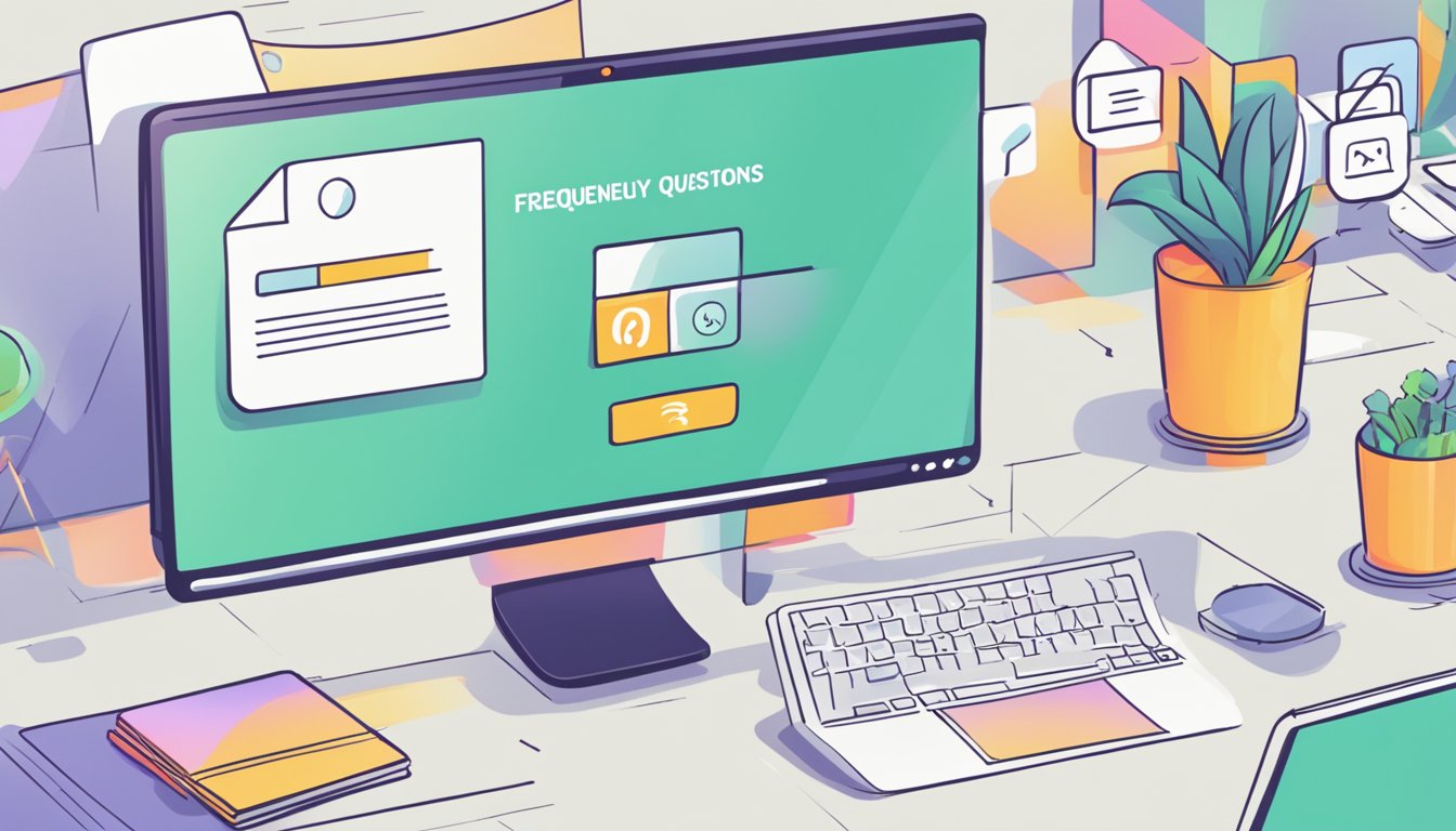 A computer screen displaying the "Frequently Asked Questions" page of Hotjar's website, with a cursor hovering over a question and the logo in the top corner