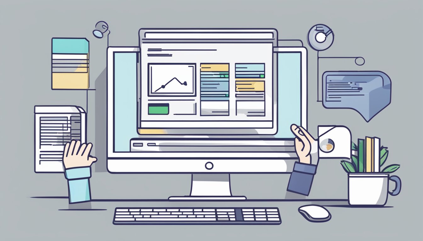 A computer screen displaying "marketing and optimization" with a hand reaching to purchase a domain