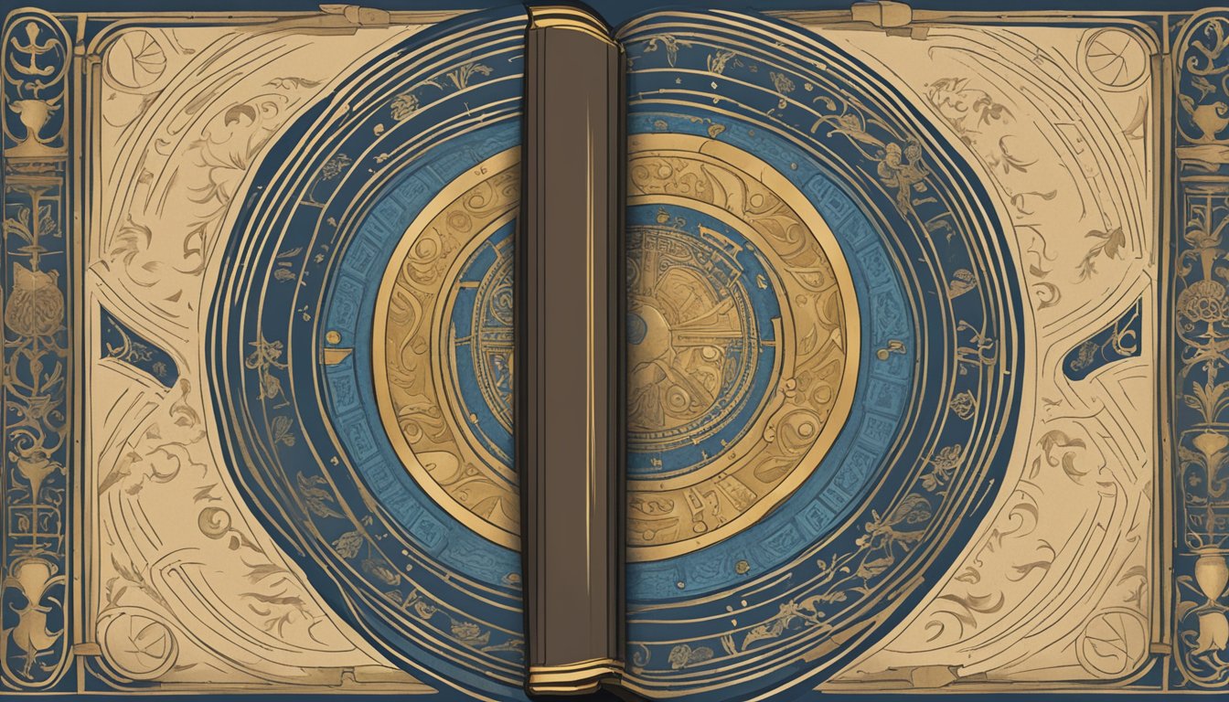 A historical book with the word "persona" etched on its cover, surrounded by ancient symbols and scrolls