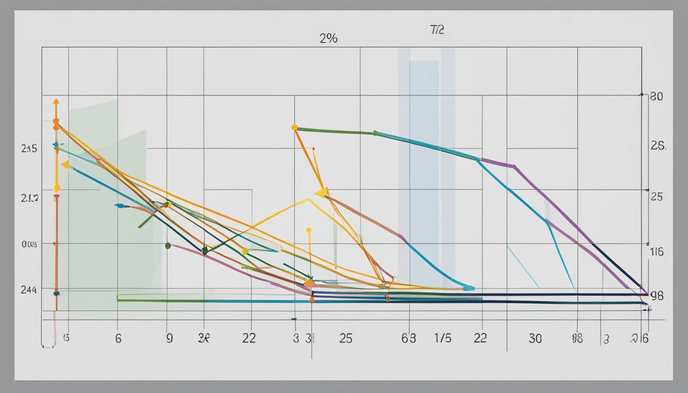 A graph with distinct segments showing measurement of results