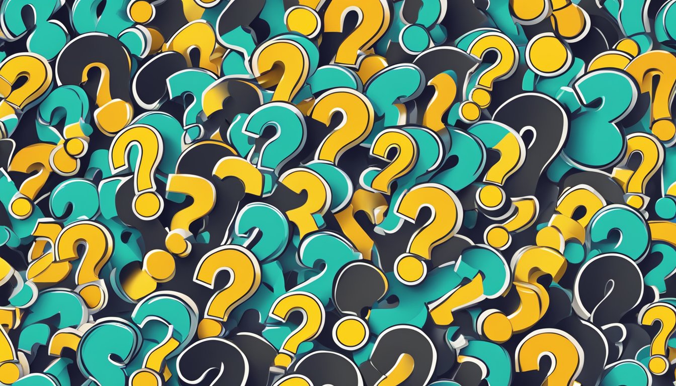 A stack of question marks with a spotlight shining on them