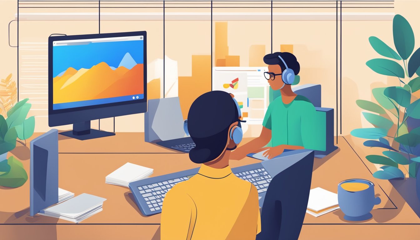 A person using a computer to access Google for Business, with a focus on improving customer communication