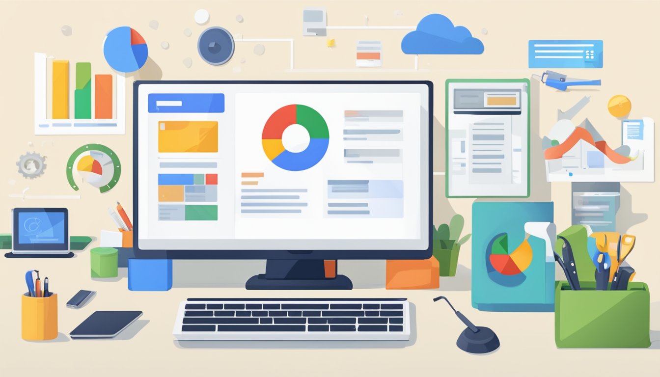 A computer screen displaying the Google for Business website, with a clean and organized layout, featuring various tools and resources for businesses