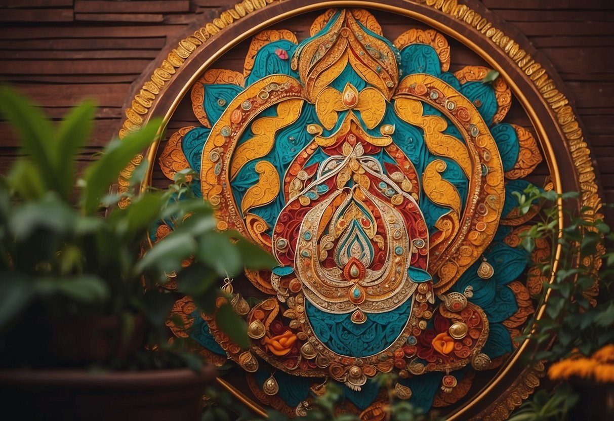 A vibrant Kalamkari wall art adorns a cozy South Indian home, adding affordable and traditional charm to the decor